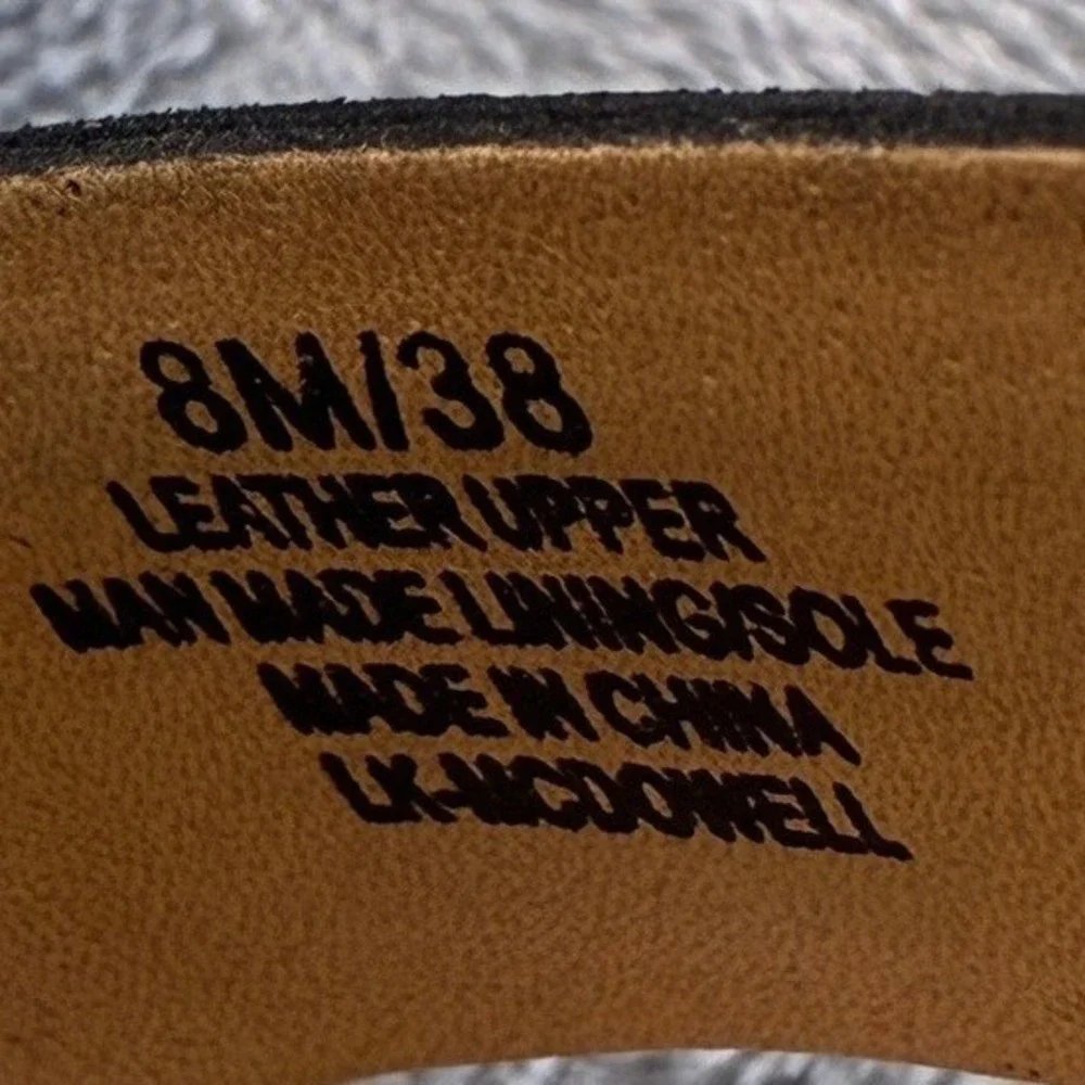 Lucky Brand McDowell Black Leather Cork Wedge Heel Sandals Womens 8M LK-MCDOWELL